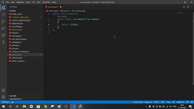 reverse number in java using while loop | java tutorial for beginners in hindi смотреть онлайн
