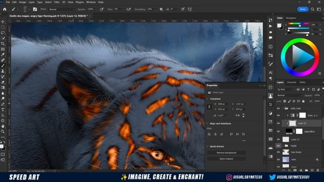 Flaming Angry TIGER - Photoshop - Speed art #photobashing #digitalpaintingtimelapse смотреть онлайн