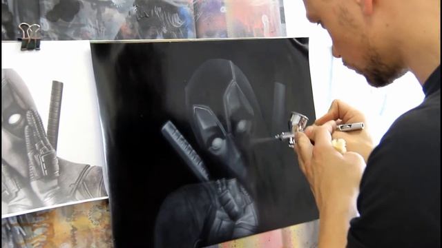Как нарисовать Дедпула ( Deadpool ). Урок по аэрографии. Дмитрий Осокин - Аэрография смотреть онлайн