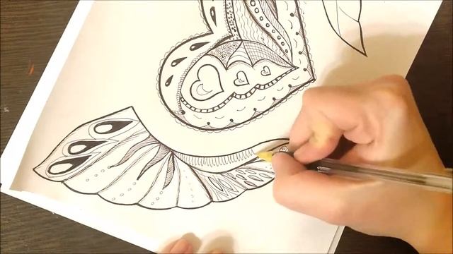 Простое сердечко с крыльями когда нечем заняться! Как легко нарисовать! смотреть онлайн