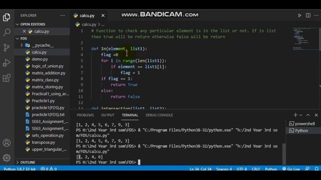 Python program to find intersection of two list(without using inbuilt function and methods) смотреть онлайн