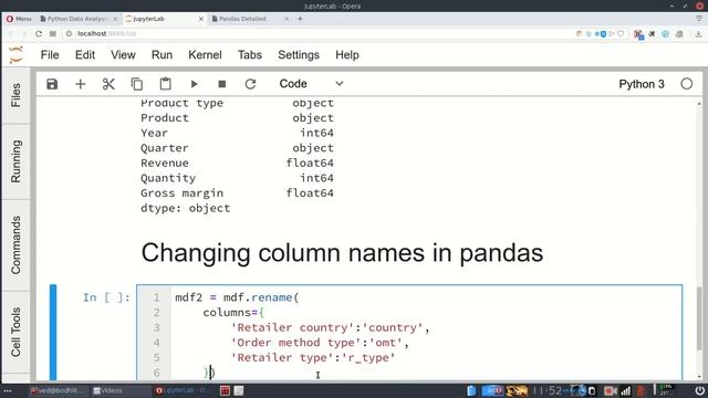 Renaming Columns of a pandas Data frame by using .rename in pandas tutorial смотреть онлайн
