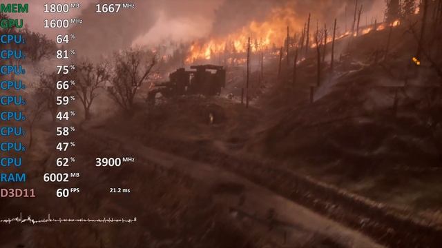 Ryzen 5 2400G Battlefield 1 Multiplayer 64 GPU@1600Mhz CPU@3.9Ghz DDR4-3333 Gameplay Benchmark смотреть онлайн