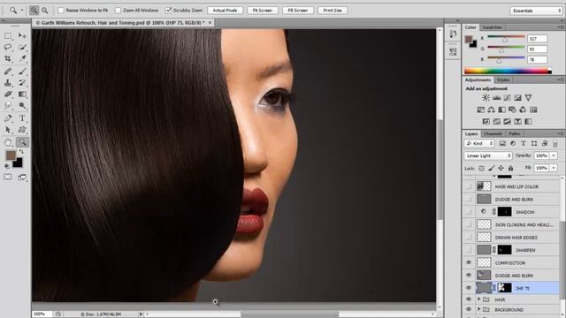 High end Retouching Walkthrough, Hair and Color Toning. HD смотреть онлайн
