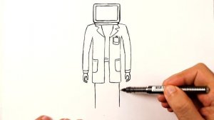 Как нарисовать ТВ Мен учёный
