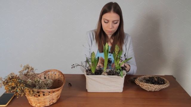 Весенняя композиция с гиацинтами в кашпо смотреть онлайн