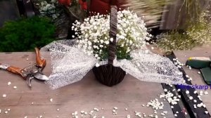 Букет из гипсофилы. DIY как сделать милый и бюджетный букет в корзинке #dryflower #gipsophila #fyp