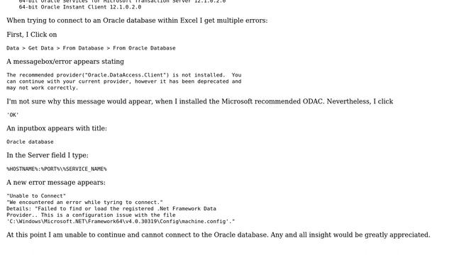 Oracle.DataAccess.Client and .NET Framework errors in Microsoft Excel смотреть онлайн