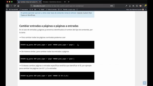 Cambiar el tipo de Custom Post Type en WordPress смотреть онлайн