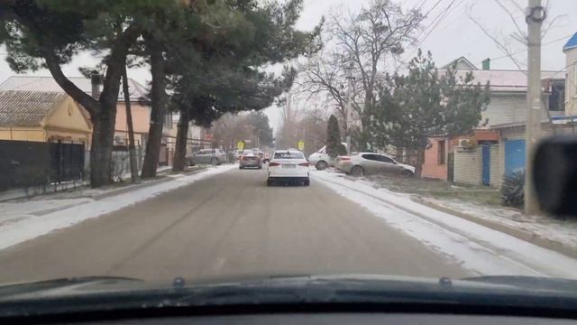 #Анапа ЗАСНЯЛ СНЕГ УТРОМ - ПОЕЗДКА ПО ГОРОДУ 13.01.2022