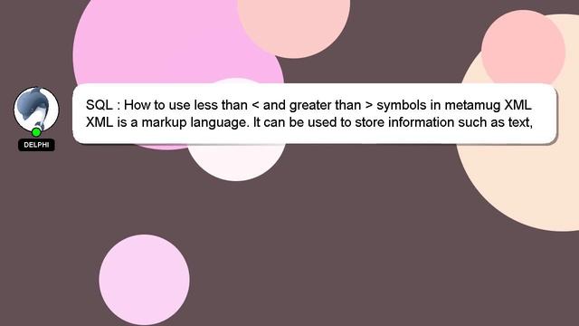 SQL : How to use less than and greater than symbols in metamug XML смотреть онлайн