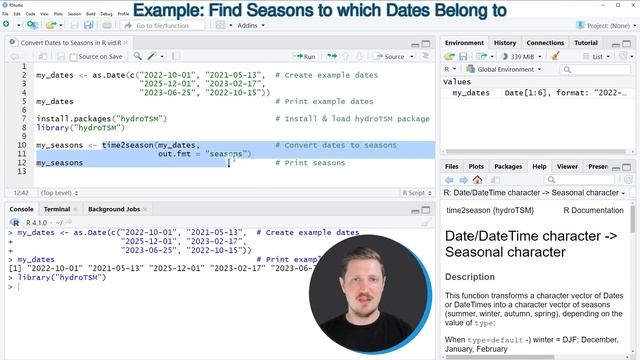 Convert Dates to Seasons in R (Example) | How to Find Season of Certain Date | hydroTSM package смотреть онлайн