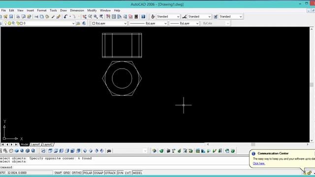 how to make a 2D Hex Nut in Autocad 2006 2007 tutorial beginers to expert level Part смотреть онлайн