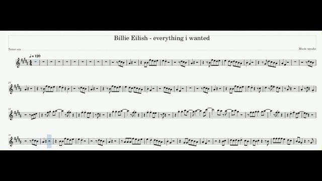 Billie Eilish everything i wanted tenor sax plays along sheet music смотреть онлайн