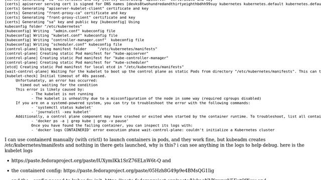 How to get kubeadm to complete and launch the static pods defined in etc kubenertes manifests... смотреть онлайн