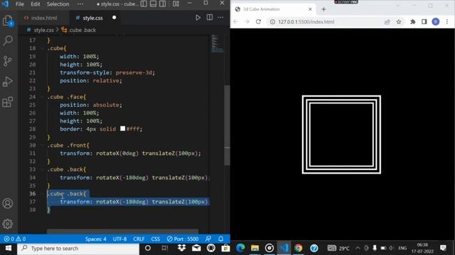 3D Animated Cube using html and css || HTML&CSS || 3d cube animation Html & Css смотреть онлайн