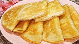 Быстрый и вкусный завтрак или перекус! Нежнейшие ленивые блинчики с начинкой. Простой рецепт.