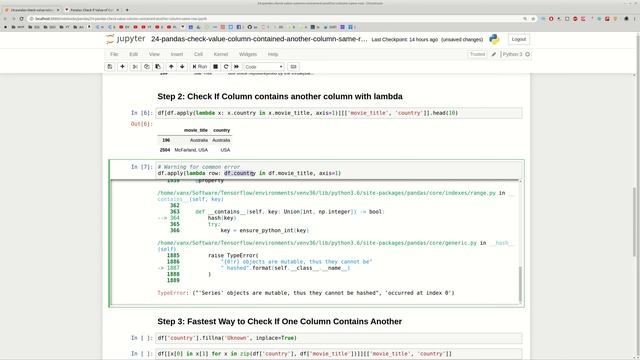 Pandas: Check If Value of Column Is Contained in Another Column in the Same Row смотреть онлайн
