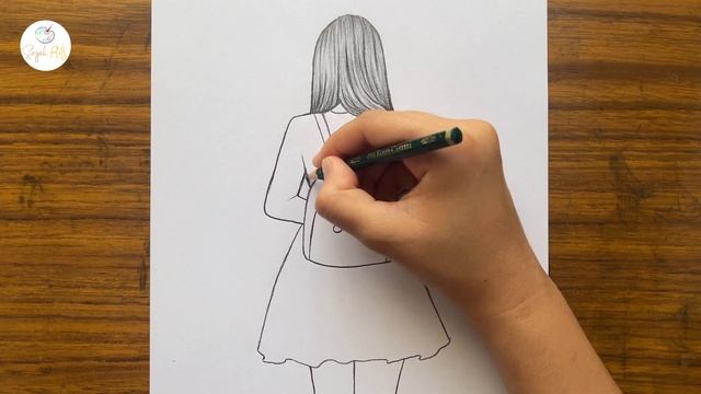 How to draw a girl with School Bag || girl drawing easy step by step || draw a beautiful girl смотреть онлайн