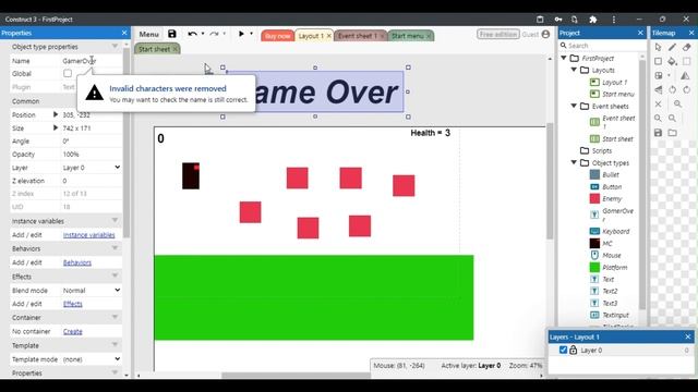 How To Add Game Over Popup- Construct 3 Tutorial - Platformer Game #5 "Easiest Tutorial" смотреть онлайн