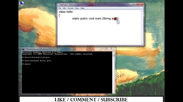 Writing first Java Program - Notepad and Command Prompt смотреть онлайн