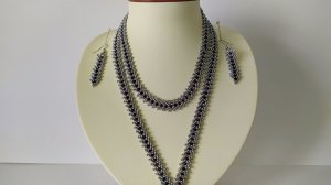 Украшение из бисера. 3 часть. Комплект. Ожерелье, браслет, сережки. Мастер класс.