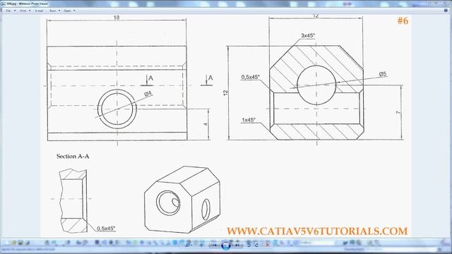 CATIA V5 Tutorial Beginner #6 - Sketch, Pad, Hole, Chamfer смотреть онлайн