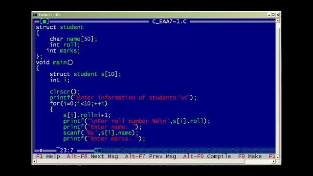 C Program to Store Information of 10 Students Using Structure смотреть онлайн