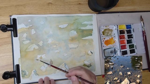 Рисуем подводные камни акварелью. смотреть онлайн