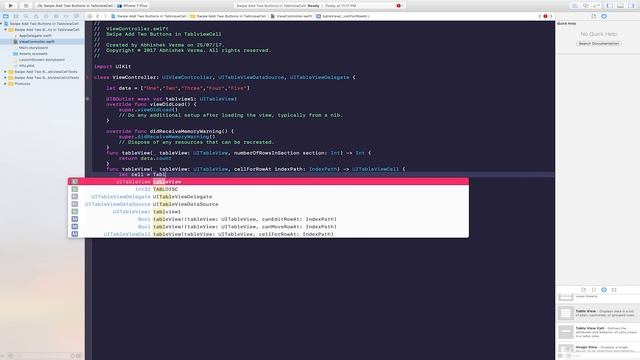 Lesson #4 | Tableview Cell Swipe Show Delete Or More Button In Swift смотреть онлайн