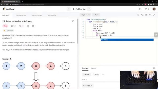 ASMR Leetcode #25: Reverse Nodes in k-Group Python Solution смотреть онлайн