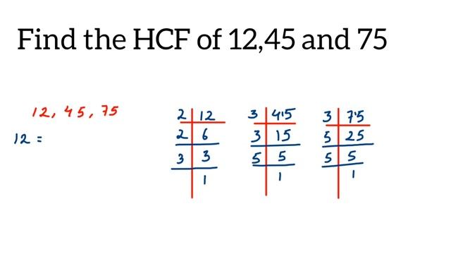Find the HCF of 12,45 and 75 смотреть онлайн