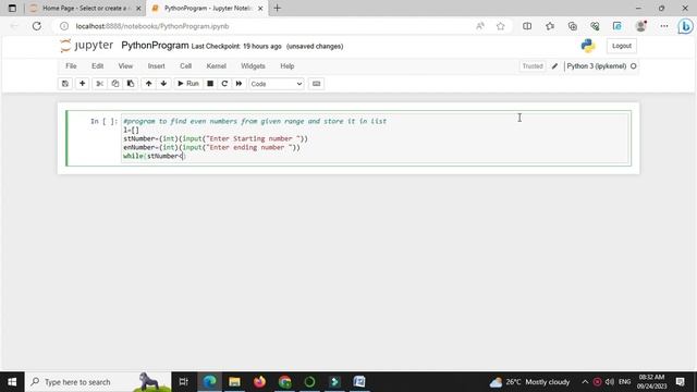 Python program to find even numbers from given range and store in list смотреть онлайн