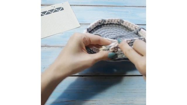 Трикотажная пряжа. Жаккард крючком. Узор 13. смотреть онлайн