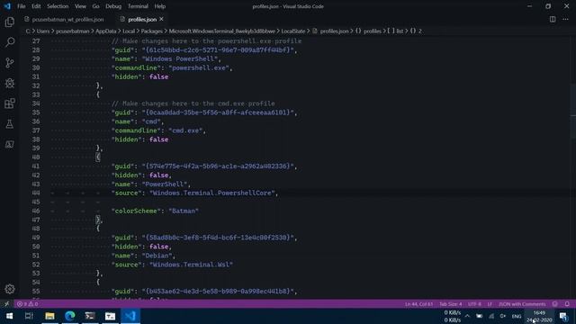 Windows Terminal Settings (profiles.json) смотреть онлайн