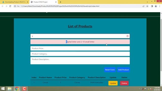 Product CRUD Project with JSON in JavaScript смотреть онлайн