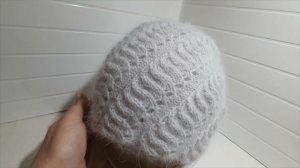 Как связать удобную двойную ажурную шапочку -  Тёплая женская шапочка "Нефертити"  из пуха норки