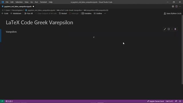 Jupyter Notebook | Markdown | LaTeX | How to Show Greek Varepsilon Using LaTeX Code смотреть онлайн