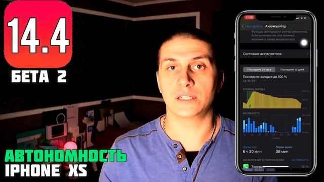 Автономность iOS 14.4 бета 2 работа батареи iOS 14.4 бета 2 на iPhone XS: техноканал iApple Expert смотреть онлайн