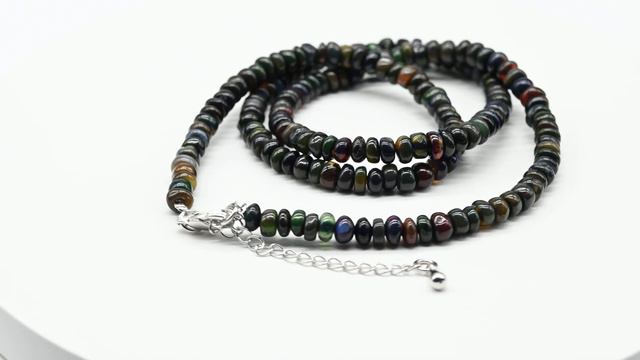 Бусы из Опала ++ черного рондель 5мм, 45см, 11,2г. Арт: к06305 смотреть онлайн