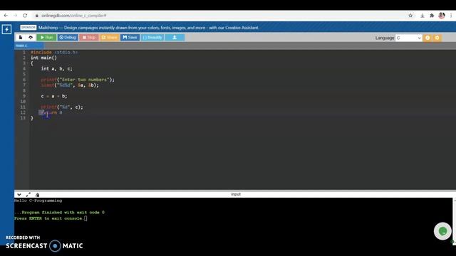 CIS3146: Week-2 How to Use Online C-Compiler смотреть онлайн