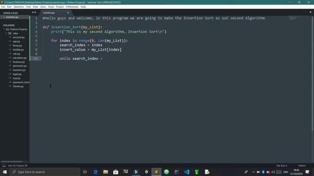 Insertion Sort in Python смотреть онлайн