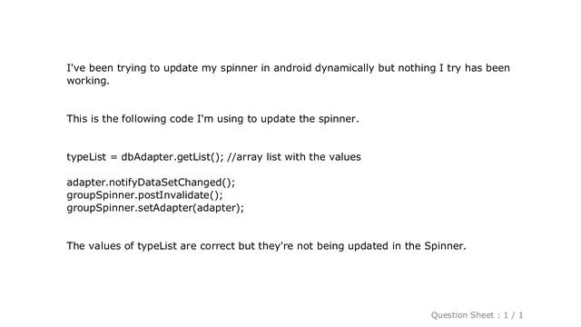 Android : How to update a spinner dynamically? смотреть онлайн