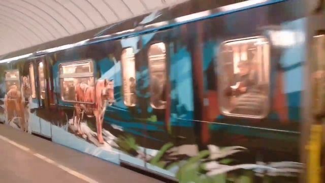 Кошачий поезд на станции метро Дмитровская.