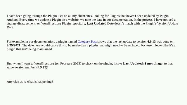 On WordPress.org Plugin repository, Last Updated Date doesn't match with Plugin Version Update Date смотреть онлайн