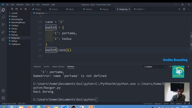 Logika Algoritma - Pertemuan 4 Bagian Ke 5 -Switch Case Python смотреть онлайн