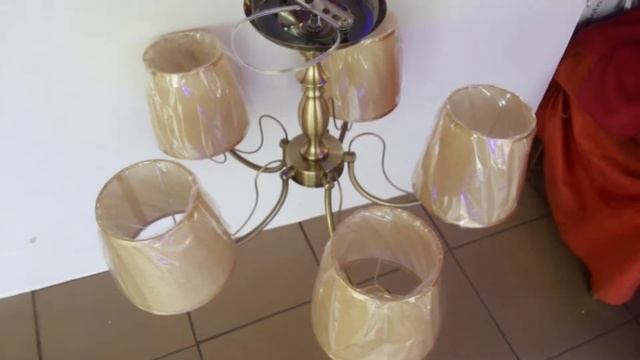 Потолочная люстра в классическом стиле 5 ламп 5 плафонов абажур!!! смотреть онлайн