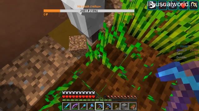 Муравей и Пчела играют в майнкрафт. IP usualworld.ru версия 1.12.2 смотреть онлайн