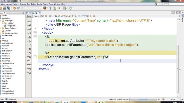 Jsp tutorial in hindi lec 8 (application implicit object in jsp and java) смотреть онлайн