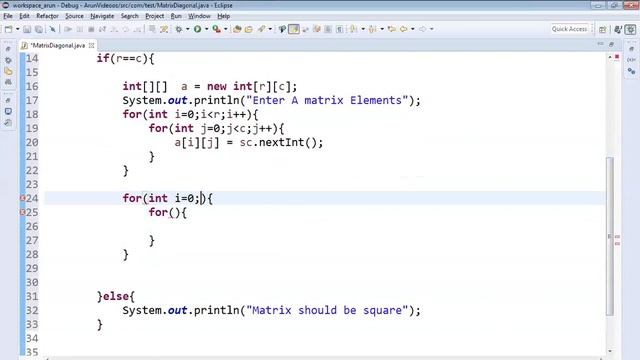 Program #29 How to print/display diagonal elements of a matrix in java смотреть онлайн